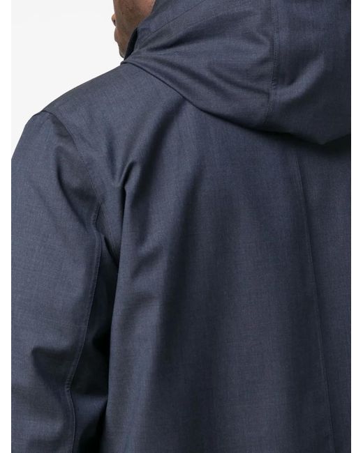 Herno Blue Single-Breasted Parka Jacket for men