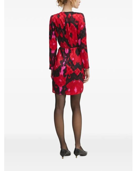 Morgan Red Patterned Wrap Mini Dress