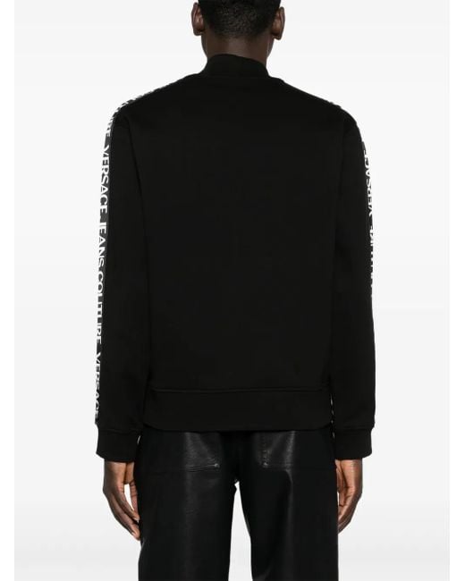 Versace Jeans Couture Black Logo-Trim Zip-Up Sweatshirt for men