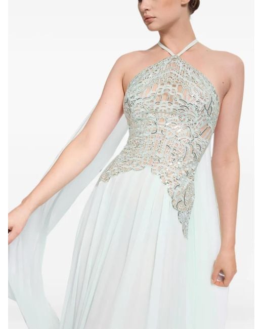 Elie Saab White Halter-Neck Maxi Dress