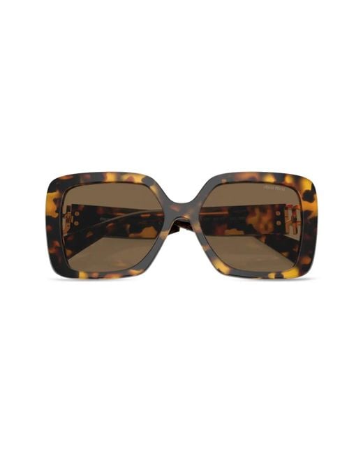 Miu Miu Brown Tortoiseshell-Effect Oversize-Frame Sunglasses