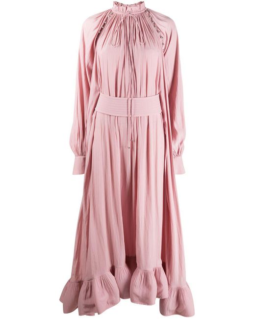 Lanvin Pink Long-sleeved Ruffle Gown