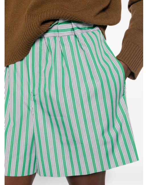 Loewe Green Striped Pleated Shorts