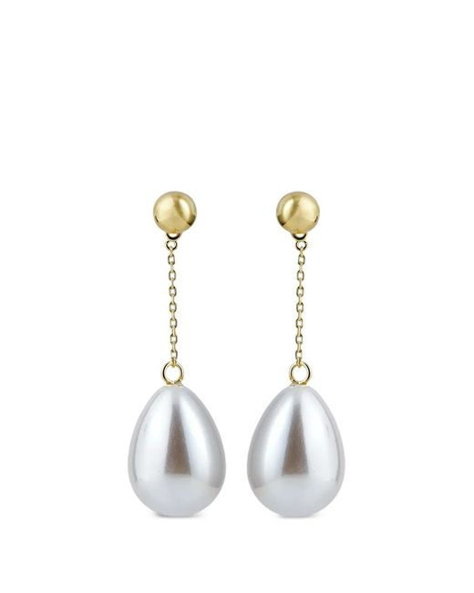 Eshvi White Pearl-Pendant Drop Earrings