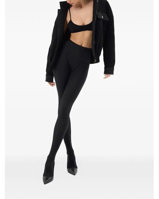 ANNAFOXY Black Panelled-Design Tights