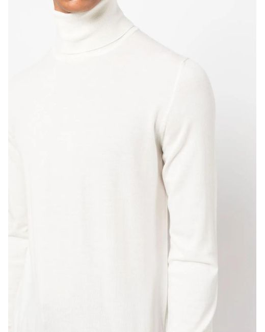 Zanone White Long-Sleeve Roll-Neck Jumper for men
