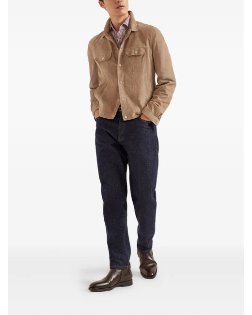 Brunello Cucinelli Purple Check-Pattern Shirt for men