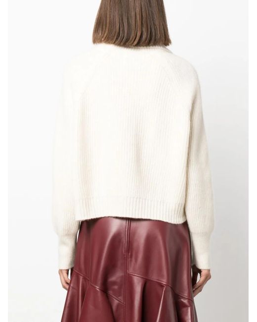 Allude White Cowl-Neck Fine-Knit Jumper