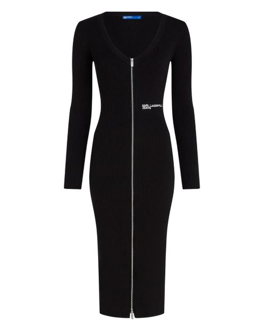 Abito A Coste Con Zip di Karl Lagerfeld in Black