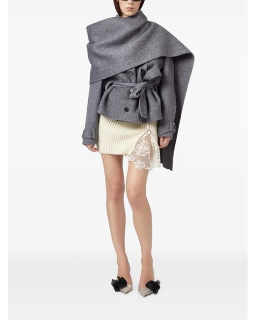 GIUSEPPE DI MORABITO Gray Belted Scarf-Detail Jacket