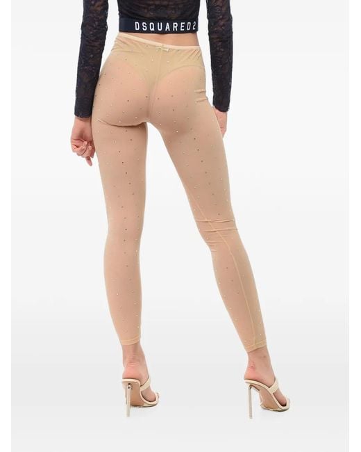 DSquared² White Crystal-Embellished Sheer Tights