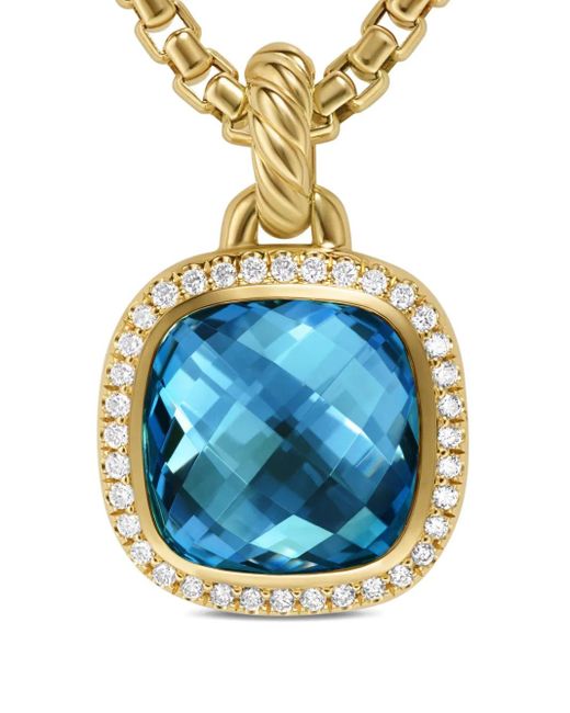 David Yurman Albion トパーズ&ダイヤモンド ペンダント 18kイエローゴールド Blue