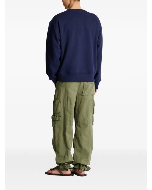 Balmain Blue Crew-Neck Logo-Detail Sweatshirt for men
