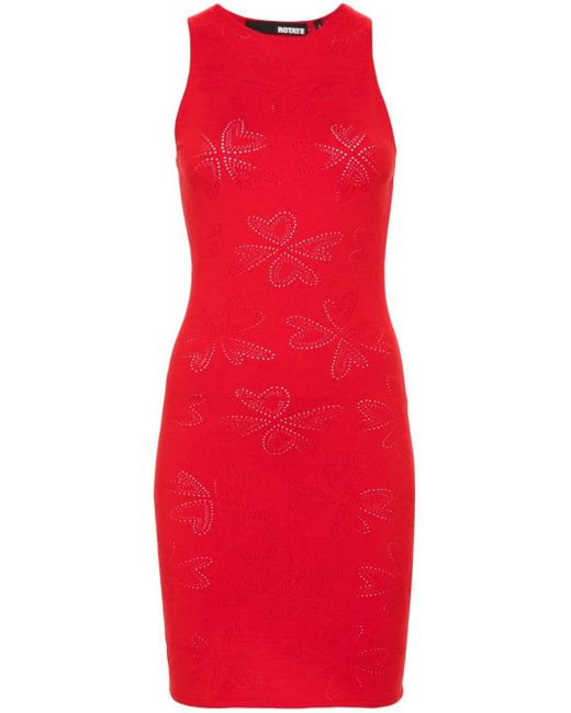 ROTATE BIRGER CHRISTENSEN Red Pointelle-knit Tank Mini Dress
