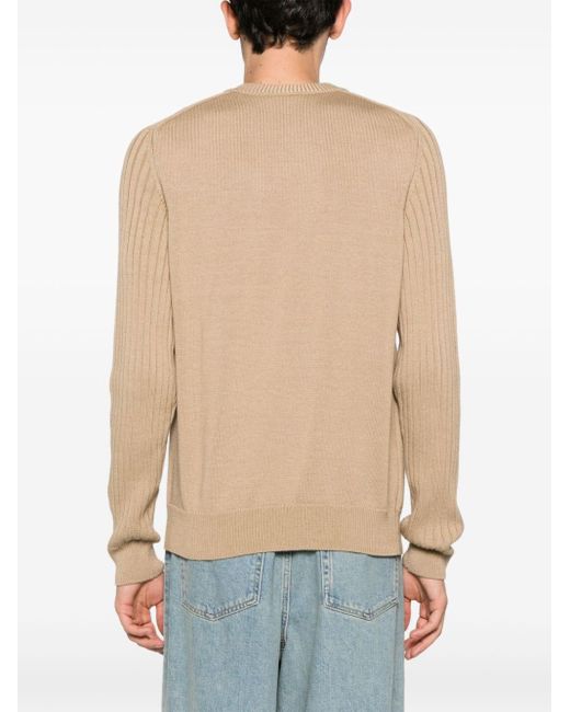 Moschino Natural Zipped-shoulders Cotton Jumper for men