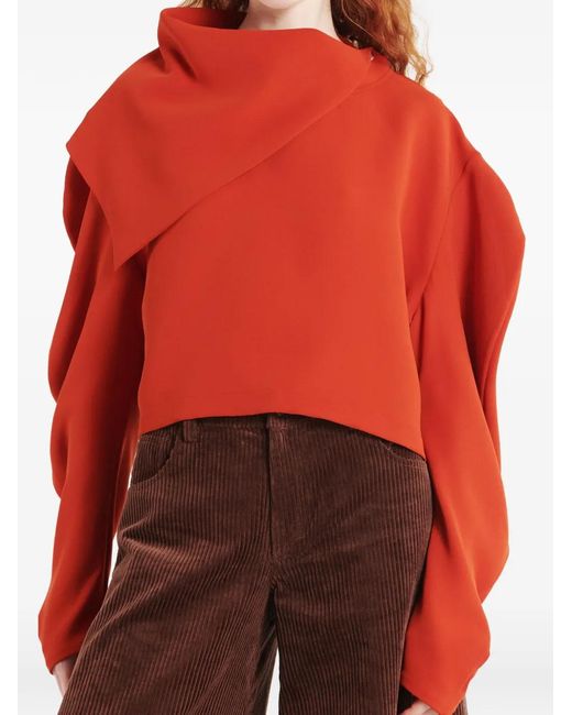 A.W.A.K.E. MODE Red Draped Blouse
