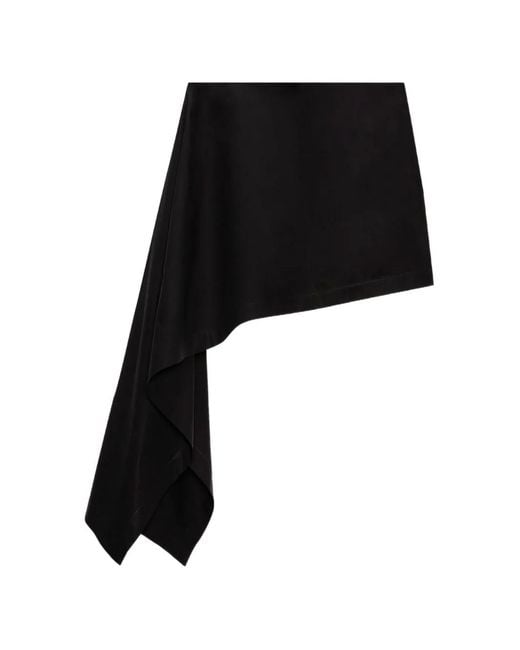 MSGM Black Draped Asymmetric Mini Skirt