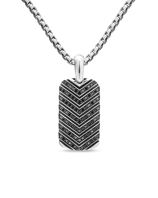 David Yurman White Sterling Chevron-Tag Diamond Pendant for men