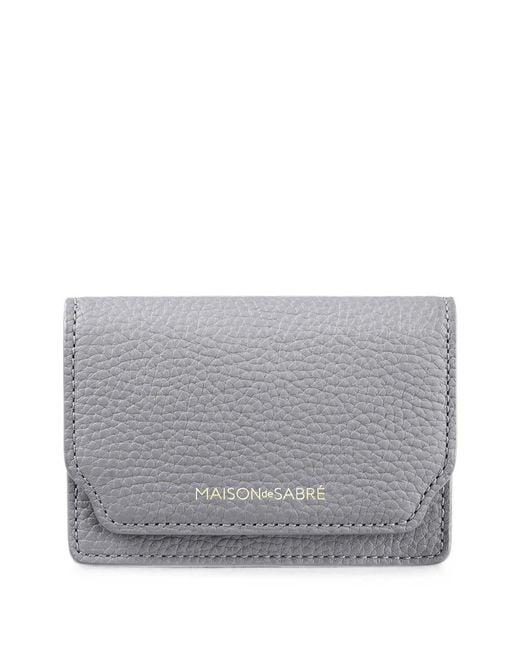 Maison De Sabre Gray Pebbled-Leather Card Holder