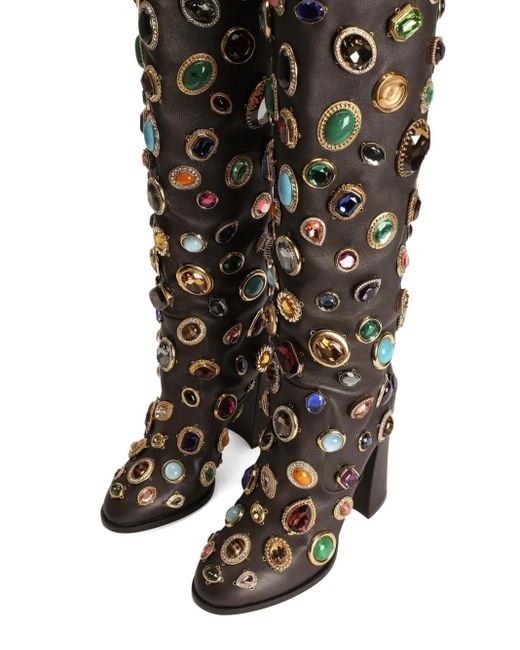Dolce & Gabbana 105 Mm Laarzen Verfraaid Met Edelstenen in het Black