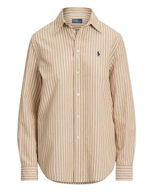 Polo Ralph Lauren Natural Classic Fit Striped Cotton-Linen Shirt