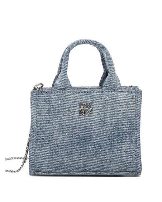 DKNY Blue Stud-Embellished Denim Tote Bag