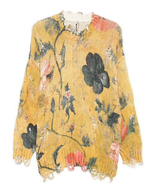 R13 Trui Met Bloemenprint in het Yellow