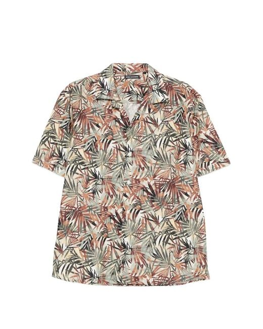 Daniele Alessandrini Gray Leaf-Print Shirt for men