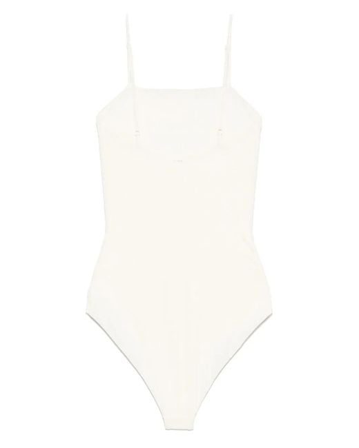 Jil Sander White Logo-Embroidered Swimsuit