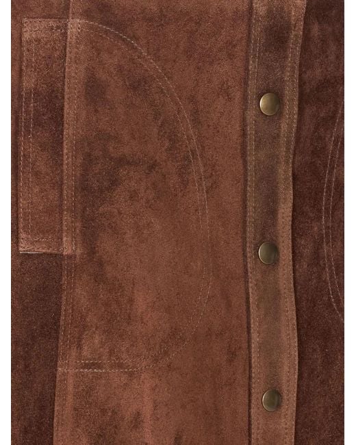 Arma Brown Button-Front Midi Skirt