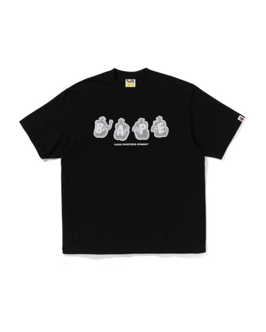 T-shirt con stampa di A Bathing Ape in Black da Uomo