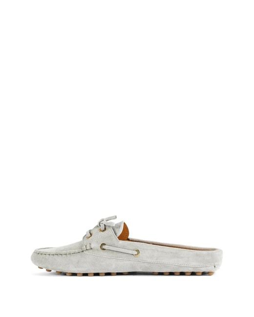 Tod's White Gommino Lace-Up Mules