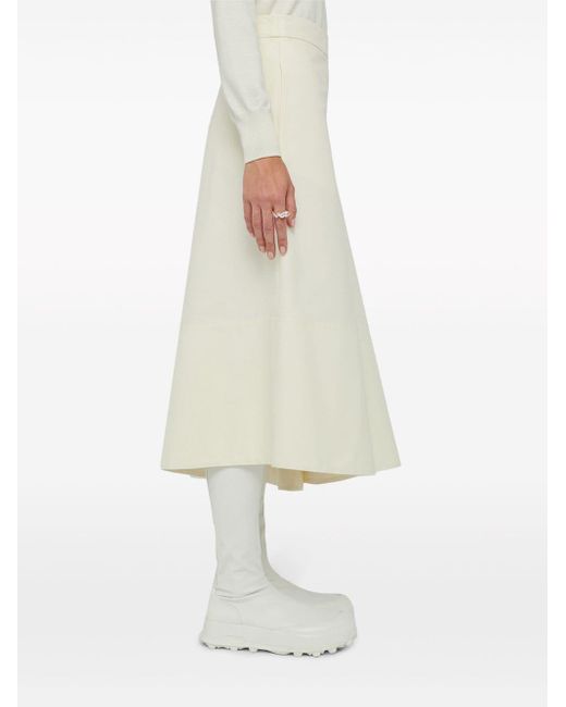 Jil Sander White Asymmetric Midi Skirt