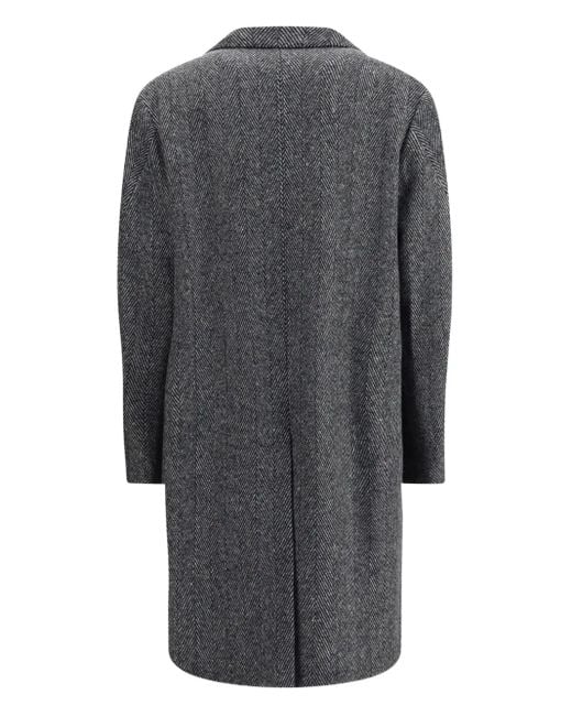 Givenchy Gray Herringbone-Pattern Notched-Lapel Coat for men
