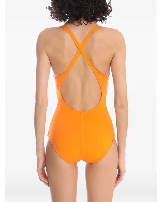 Amir Slama Orange Maillot De Bain À Bretelles Croisées