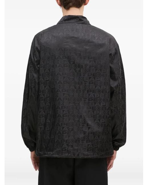 A Bathing Ape Black Logo-Pattern Shirt Jacket for men