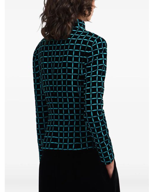 Emporio Armani Green Grid-Pattern Fitted Jacket