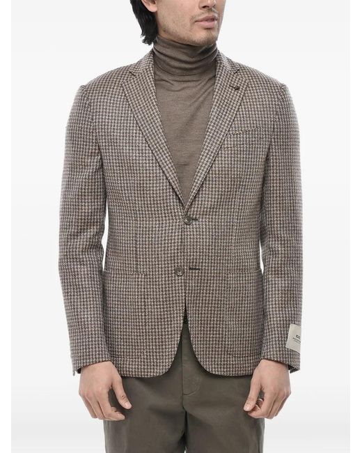 Corneliani Gray Patterned Patch-Pocket Blazer for men