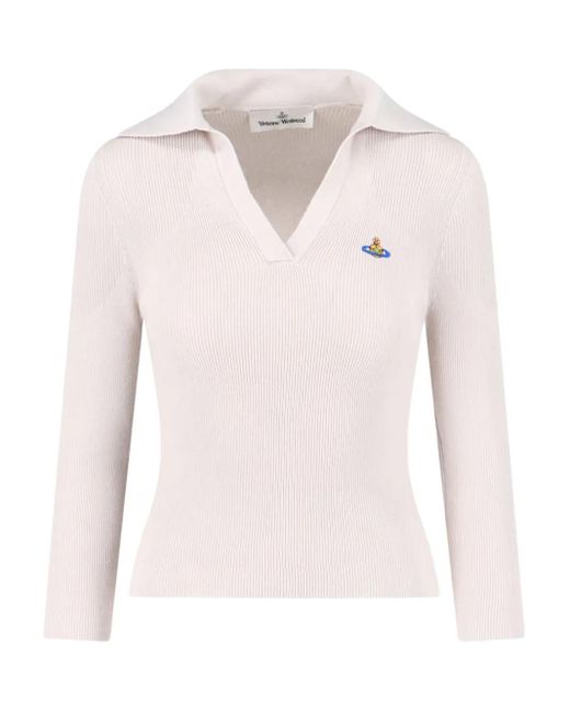 Vivienne Westwood Pink Orb-Embellished Ribbed Sweater