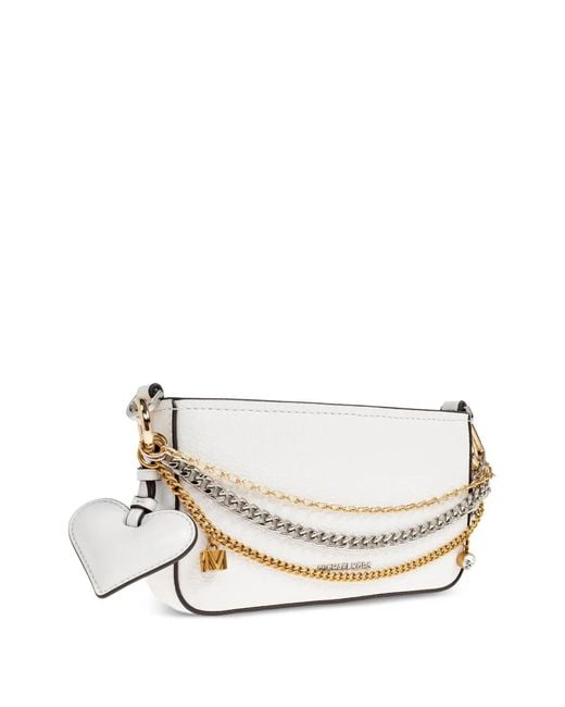 MICHAEL Michael Kors White Heart-Charm Chain Shoulder Bag