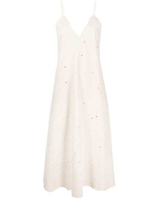 Chloé White Neutral Stud-embellished Leather Maxi Dress - Women's - Lamb Skin