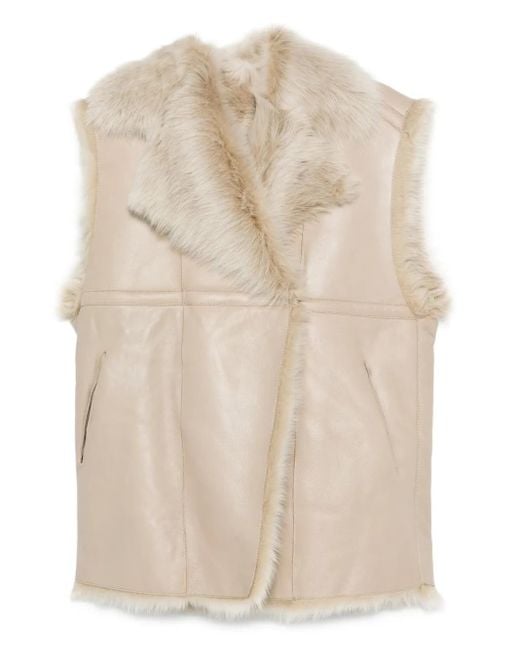 IRO Natural Fur-Trimmed Leather Vest