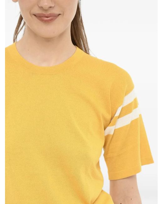 Woolrich Yellow Contrast-Stripe Crew-Neck T-Shirt