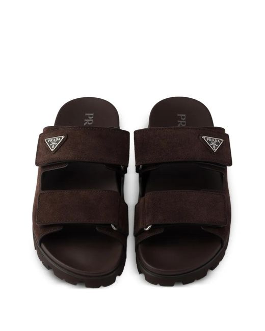 Prada Brown Suede Band Sandals for men