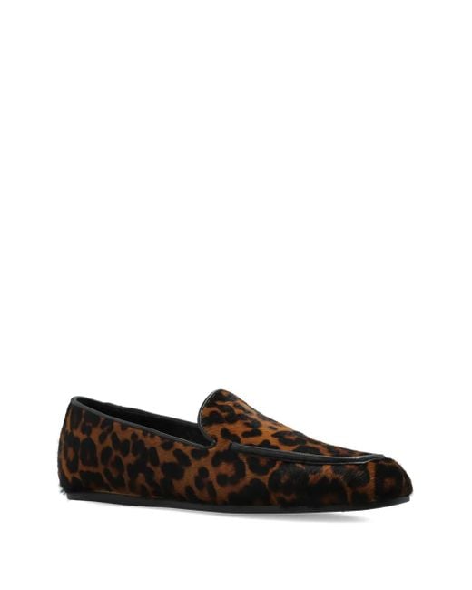 Stuart Weitzman Black Lee Leopard-Print Loafers