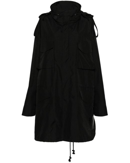 Maison Margiela Black Concealed-Hood Cotton Parka Coat