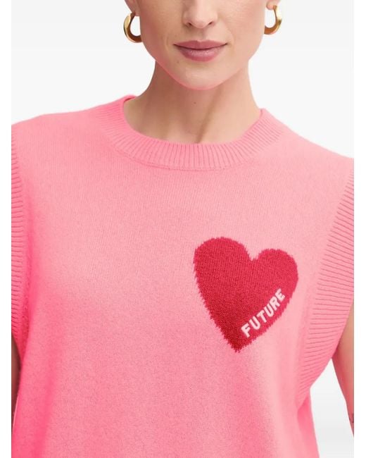 From Future Pink Heart-Motif Sleeveless Vest