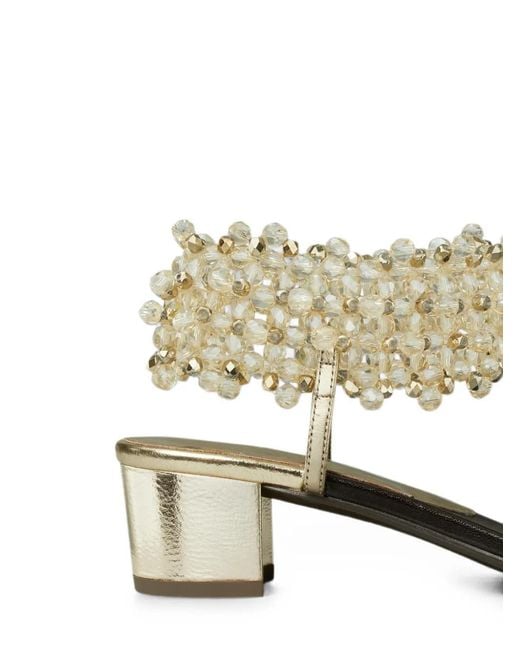 Tory Burch Natural Beaded Heeled Sandals