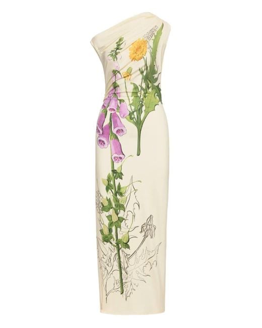 Oscar de la Renta Metallic Foxglove Sketch Jersey Dress
