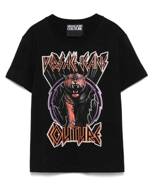 Versace Jeans Couture Black Logo-Print T-Shirt